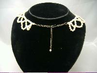 1950s Faux Pearl Bead Scallop Drop Choker Necklace 