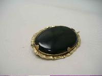 Victorian Lovely Pinchbeck Gold Black Agate Oval Brooch