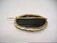 Victorian Lovely Pinchbeck Gold Black Agate Oval Brooch