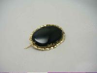 Victorian Lovely Pinchbeck Gold Black Agate Oval Brooch