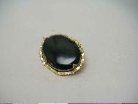 Victorian Lovely Pinchbeck Gold Black Agate Oval Brooch