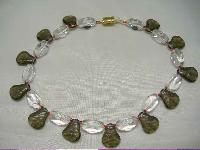 1950s Smokey Quartz & Clear Glass Bead Choker Necklace