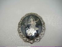 Vintage 50s Sterling Silver Siam Niello Dancing Girls Enamel Brooch
