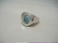 1970s Fab Sterling Silver Heart Shaped Blue Topaz Ring