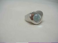 1970s Fab Sterling Silver Heart Shaped Blue Topaz Ring