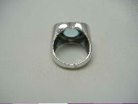 1970s Fab Sterling Silver Heart Shaped Blue Topaz Ring