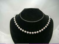 Vintage 50s Grey Faux Pearl Glass Bead Choker Necklace