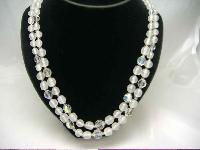 Vintage 50s 2 Row Crystal & Opaque Glass Bead Necklace