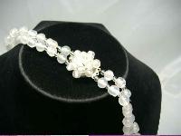 Vintage 50s 2 Row Crystal & Opaque Glass Bead Necklace