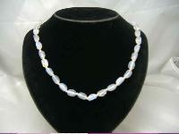 Vintage 30s Opaline Glass Bead Hand Knotted Necklace