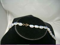 Vintage 30s Opaline Glass Bead Hand Knotted Necklace