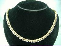 Vintage 50s Sparkling Diamante & Gold Mesh Necklace 