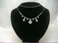 Vintage 50s Sparkling Diamante Flower Necklace on Chain
