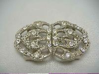Vintage 70s Three Sparkling Diamante Silver Buckles FAB