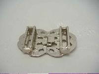 Vintage 70s Three Sparkling Diamante Silver Buckles FAB