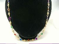 Vintage 60s Harlequin Diamante Gold Necklace & Earrings Set Fab