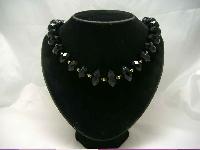 1950s Chunky Sparkling Black Lucite Bead Necklace WOW