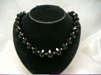 1950s Chunky Sparkling Black Lucite Bead Necklace WOW