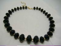 1950s Chunky Sparkling Black Lucite Bead Necklace WOW