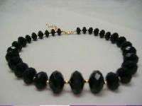 1950s Chunky Sparkling Black Lucite Bead Necklace WOW