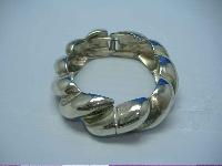 Vintage 80s Wide Chunky Silver Twist Style Clamper Bangle Bracelet
