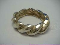 Vintage 80s Wide Chunky Silver Twist Style Clamper Bangle Bracelet